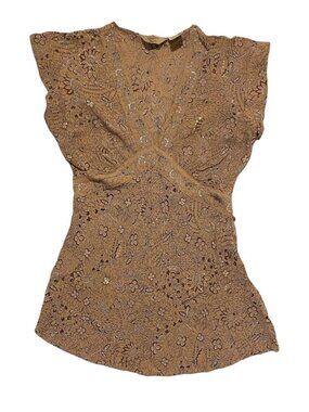 Brown biege fairy vintage y2k babydoll top